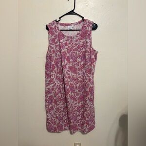 J Jill Large Pink Paisley Sleeveless Dress Soft Cotton Tencel Knit